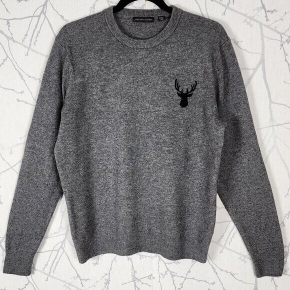 Saks Fifth Avenue Merino Wool & Cashmere Gray Crewneck Sweater | Size M - Picture 1 of 6